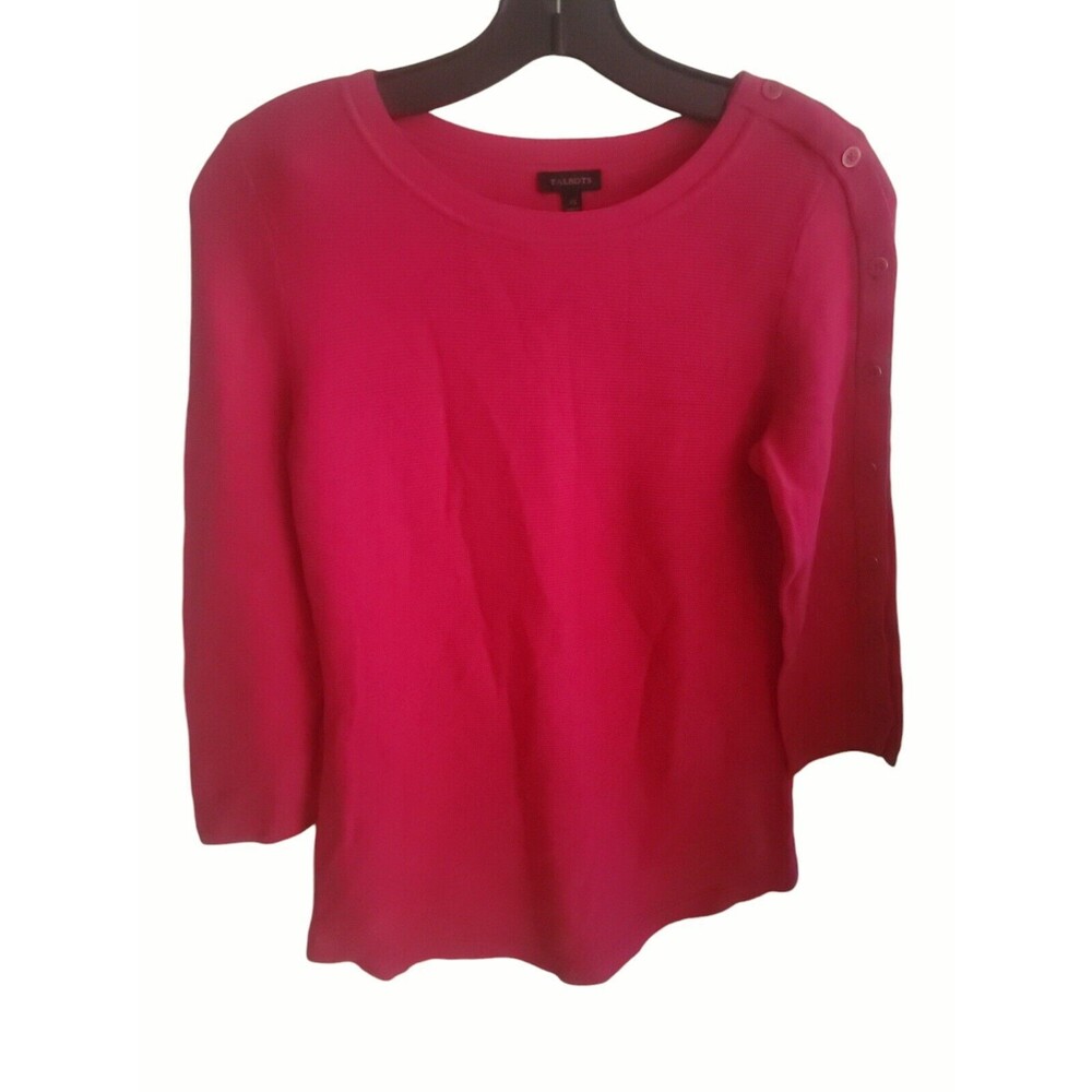 Talbots Sweater Womens Large Pink  Button Pullover Lagenlook Preppy Xsmall